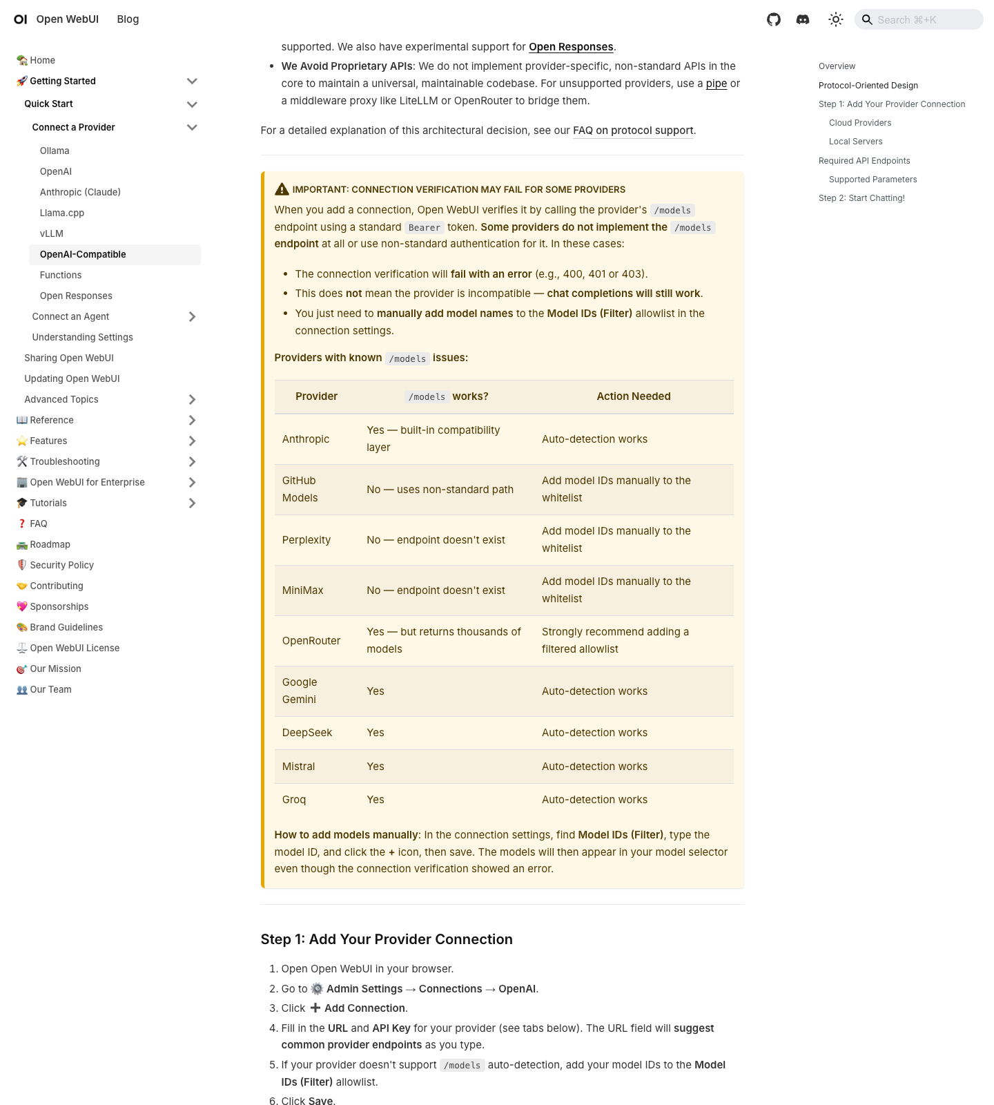 Open WebUI OpenAI-compatible 接入示意